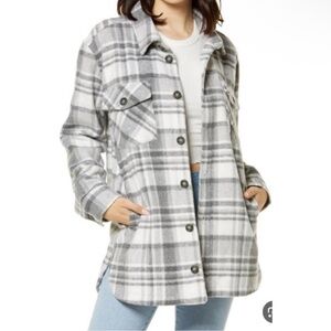 Thread & Supply grey plaid lined button down jacket